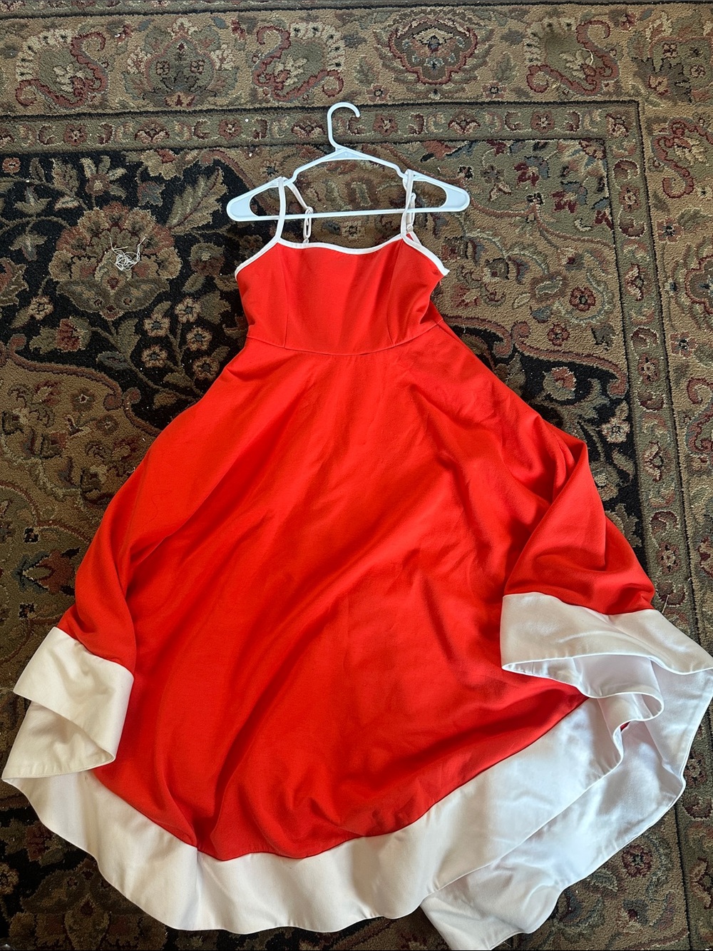 Maeve Orange Midi Dress with White Contrast Hem - Picture 3 of 10